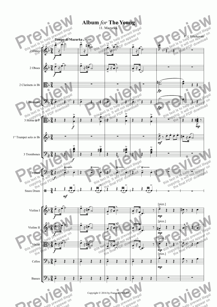page one of TCHAIKOVSKI: Album for The Young / 11. Mazurka.