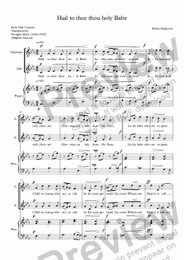 page one of Hail to thee thou holy Babe