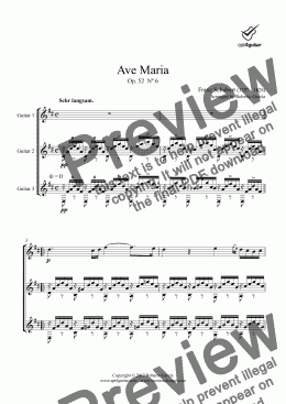 page one of Ave Maria for guitar trio