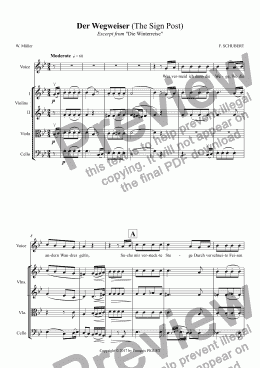 page one of SCHUBERT: Der Wegweiser (The Sign Post), arranged for Voice and string quartet