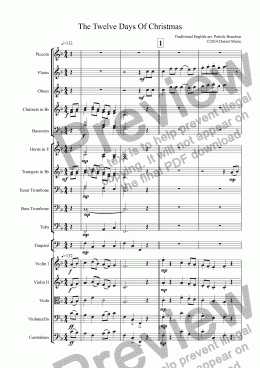 page one of The Twelve Days Of Christmas for Orchestra