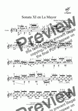 page one of Sonata XI en La Mayor for solo guitar