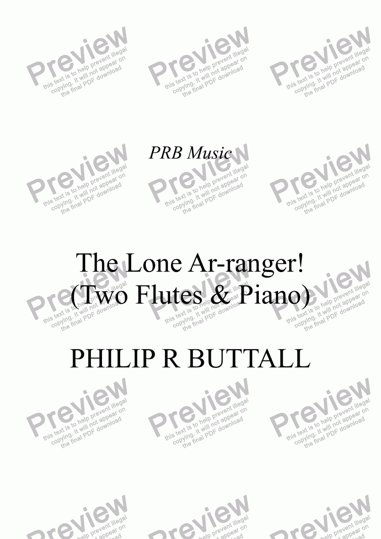 page one of The Lone Ar-ranger! (Two Flutes & Piano)