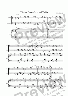 page one of Trio for Piano, Cello and Violin