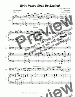 page one of Ev'ry Valley Shall Be Exalted (for Viola and Piano)