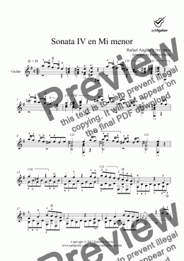 page one of Sonata IV en Mi menor for solo guitar
