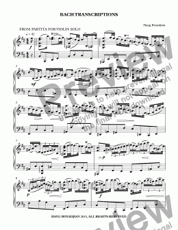 page one of Bach Transcriptions (piano)