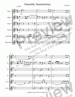 page one of Smoothly Summertime (for Flute Choir)
