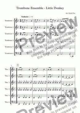 page one of Trombone Ensemble - Little Donkey
