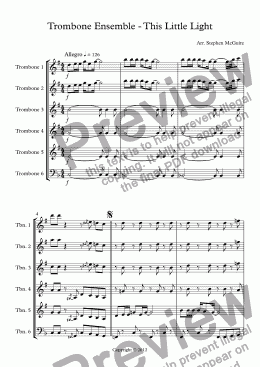 page one of Trombone Ensemble - This Little Light