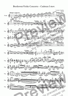 page one of Beethoven Violin Concerto - Cadenza I mov.