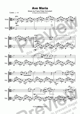 page one of Ave Maria by Franz Schubert, Duet for two Violas