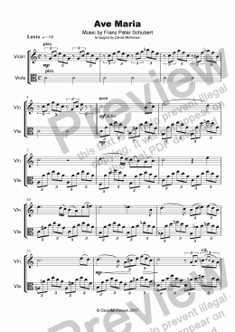 page one of Ave Maria by Franz Schubert, Duet for Violin and Viola