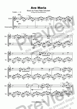 page one of Ave Maria by Franz Schubert, Duet for Violin and Cello
