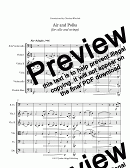 page one of Air and Polka (for cello and strings) - Score and parts