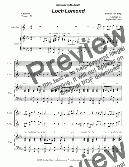 page one of Loch Lomond (Duet for Soprano and Alto Saxophone)