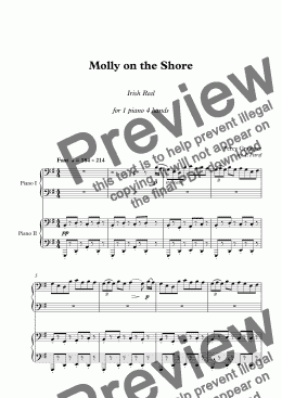 page one of Percy Grainger - Molly on the Shore - piano 4 hands