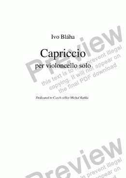 page one of CAPRICCIO per violoncello solo