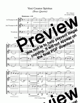 page one of Veni Creator Spiritus (Brass Quartet) Score and Parts