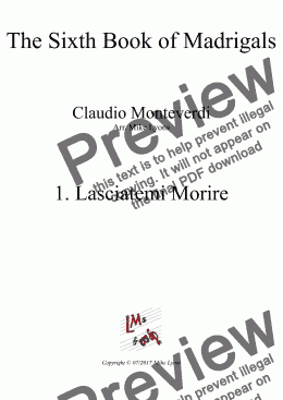 page one of Brass Quintet - Monteverdi Madrigals Book 6 - 01. Lasciatemi morire