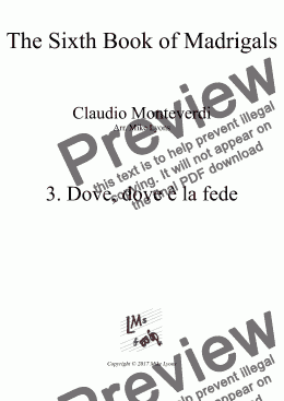 page one of Brass Quintet - Monteverdi Madrigals Book 6 - 03. Dove, dove è la fede