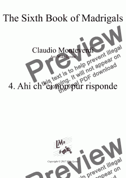 page one of Brass Quintet - Monteverdi Madrigals Book 6 - 04. Ahi ch' ei non pur risponde