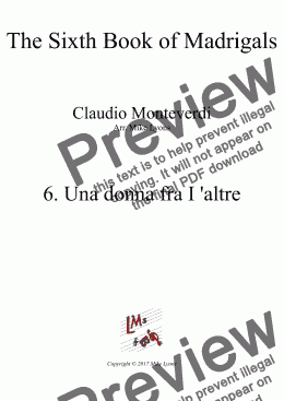 page one of Brass Quintet - Monteverdi Madrigals Book 6 - 06. Una donna fra I' altre