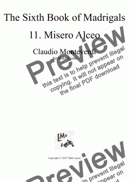 page one of Brass Quintet - Monteverdi Madrigals Book 6 - 11. Misero Alceo