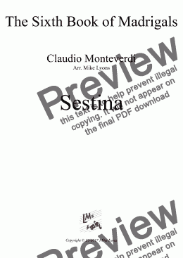 page one of Brass Quintet - Monteverdi Madrigals Book 6 - 08. SESTINA