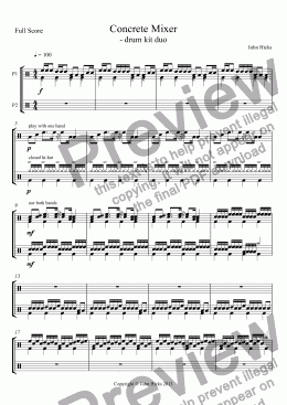 page one of Concrete Mixer - drum kit duet - Full Score