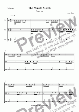 page one of The Minute March - drum trio - Full Score