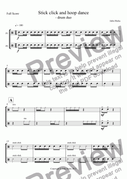 page one of Stick click and hoop dance - Full Score