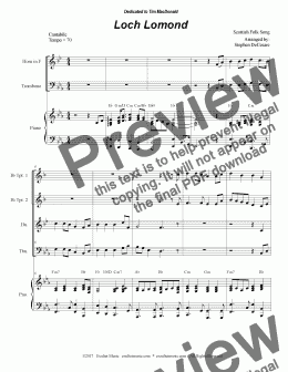 page one of Loch Lomond (for Brass Quartet)