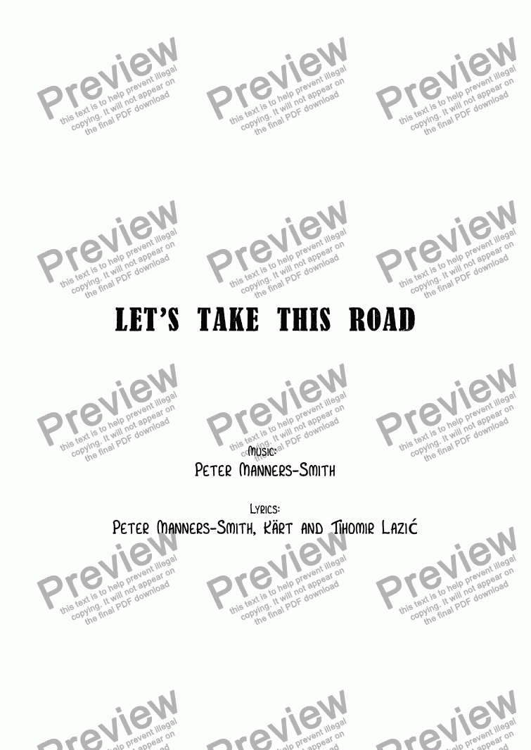 page one of Let's take this road