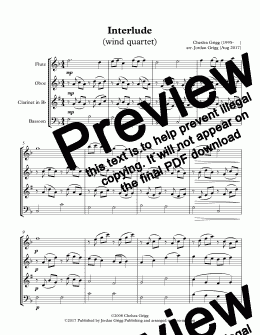 page one of Interlude (wind quartet)