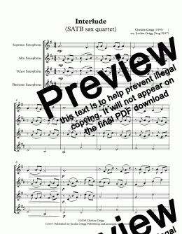 page one of Interlude (SATB sax quartet)