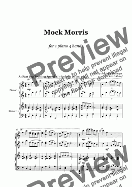 page one of Percy Grainger - Mock Morris  - piano 4 hands