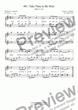 page one of Take Time to Be Holy - Easy Piano 401