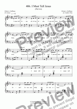 page one of I Must Tell Jesus - -Easy Piano 406