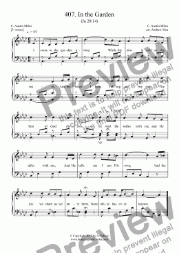page one of In the Garden - Easy Piano 407