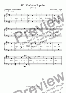 page one of We Gather Together - Easy Piano 413