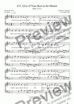 page one of Give of Your Best to the Master - Easy Piano 415