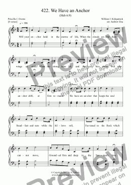 page one of We Have an Anchor - Easy Piano 422