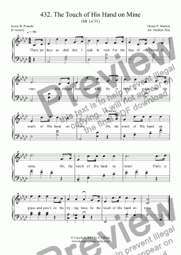 page one of The Touch of His Hand on Mine - Easy Piano 432