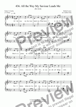 page one of All the Way My Saviour Leads Me - Easy Piano 436