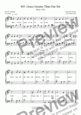 page one of Grace Greater Than Our Sin - Easy Piano 445