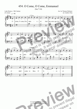 page one of O Come, O Come, Emmanuel - Easy Piano 454