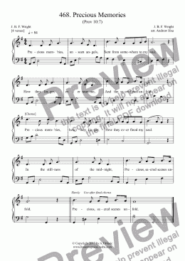 page one of Precious Memories - Easy Piano 468