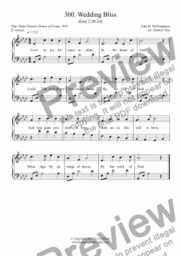 page one of Wedding Bliss - Easy Piano 300