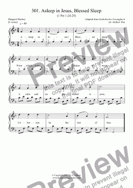 page one of Asleep in Jesus, Blessed Sleep - Easy Piano 301